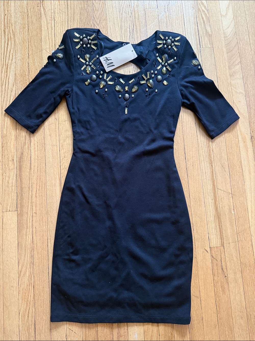 H&M Black Mini Dress with Rhinestones